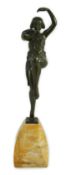 Samuel Lipchytz (1880-1943). A patinated bronze figure of a dancing woman, on tapered marble plinth,