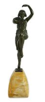 Samuel Lipchytz (1880-1943). A patinated bronze figure of a dancing woman, on tapered marble plinth,