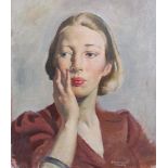 § § Bernard Fleetwood Walker RA, RWS, RP, ROI, NEAC (1893-1965) Portrait of Teresaoil on canvas laid