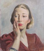 § § Bernard Fleetwood Walker RA, RWS, RP, ROI, NEAC (1893-1965) Portrait of Teresaoil on canvas laid