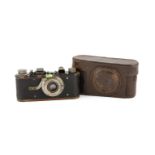 PLEASE NOTE - A Leica 1, circa 1930, with Elmar 50mm f/3.5 lens, with original leather case