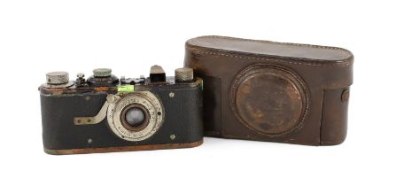 PLEASE NOTE - A Leica 1, circa 1930, with Elmar 50mm f/3.5 lens, with original leather case