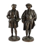 Jean Jules Salmson (1823-1902). A pair of bronze figures of Sir Joshua Reynolds and William Hogarth,