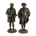 Jean Jules Salmson (1823-1902). A pair of bronze figures of Sir Joshua Reynolds and William Hogarth,