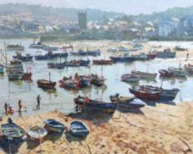 Ray Denton (b.1939) 'In the harbour, St. Ives'oil on canvassigned75 x 91cm**CONDITION REPORT**Good