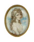 Attributed to Andrew Plimer (1763-1837) Miniature portrait of the Countess of Clarewatercolour on