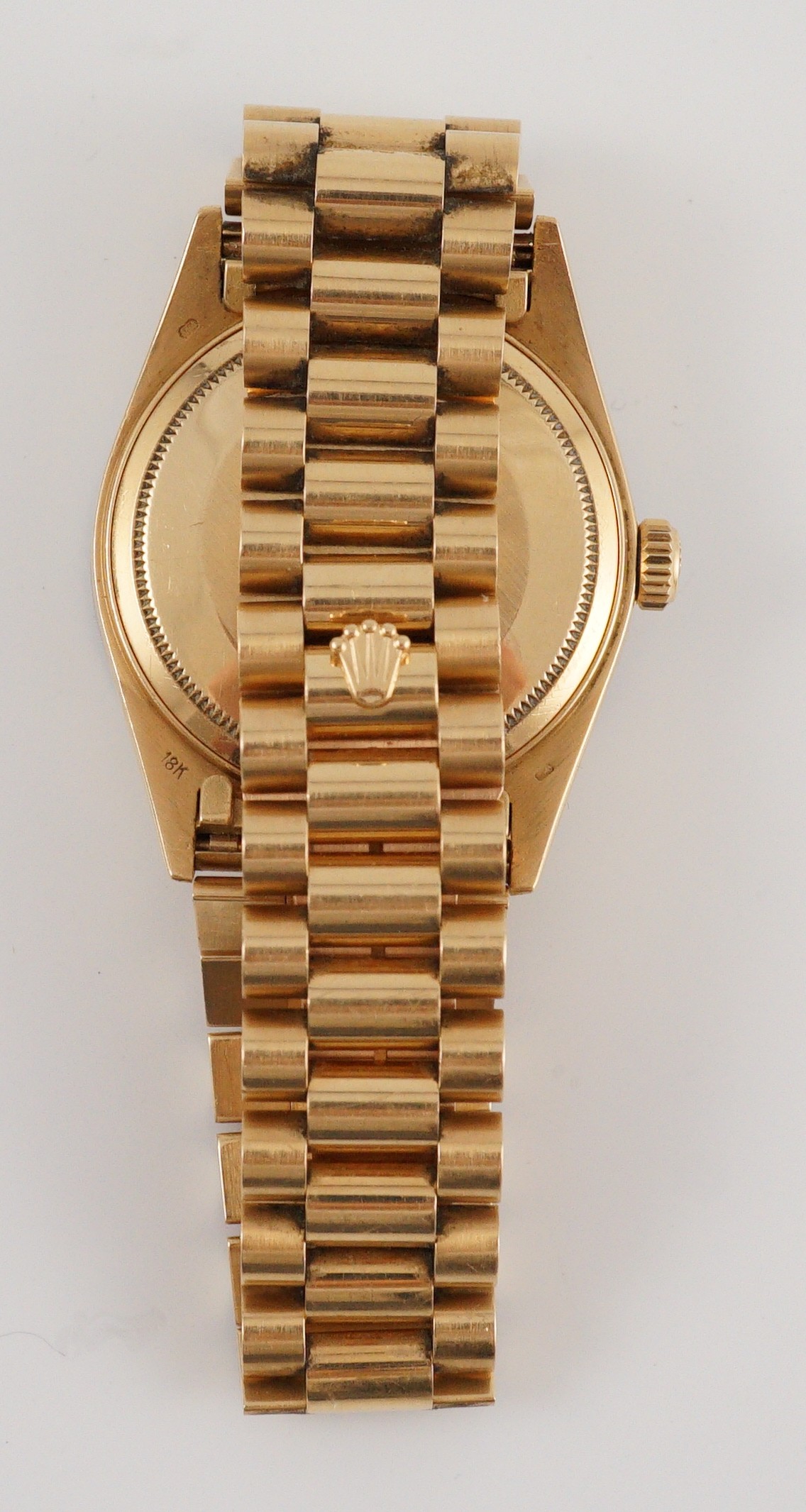 A gentleman's 1980's 18ct gold and diamond set Rolex Oyster Perpetual Day-Date wrist watch, with - Bild 5 aus 8