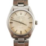 A gentleman's 1960's stainless steel Rolex Oyster Perpetual Air-King wrist watch, on a stainless