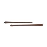 Two Teivakatoga Fijian hardwood war clubs, 120cm and 106cm long**CONDITION REPORT**The longer of