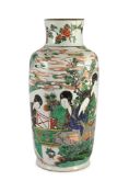 A Chinese famille verte ‘Four Beauties’ vase, Kangxi period, the four ladies seated at a table