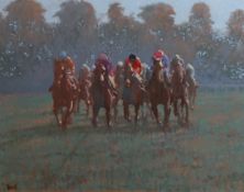 § § Peter Howell (b.1932) Racehorses on the straightoil on canvassigned60 x 75cm**CONDITION