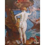 § § Sir Frank Brangwyn (1867-1956) Nude woman with washing, Veniceoil on cardinscribed verso to