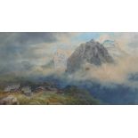 Arthur Croft (1828-1893) The Eiger and Jungfrau from Murrenwatercoloursigned and dated 187238 x