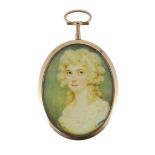 Edward Miles (1752-1828) Miniature portrait of a ladywatercolour on ivorygold framed with hair back,