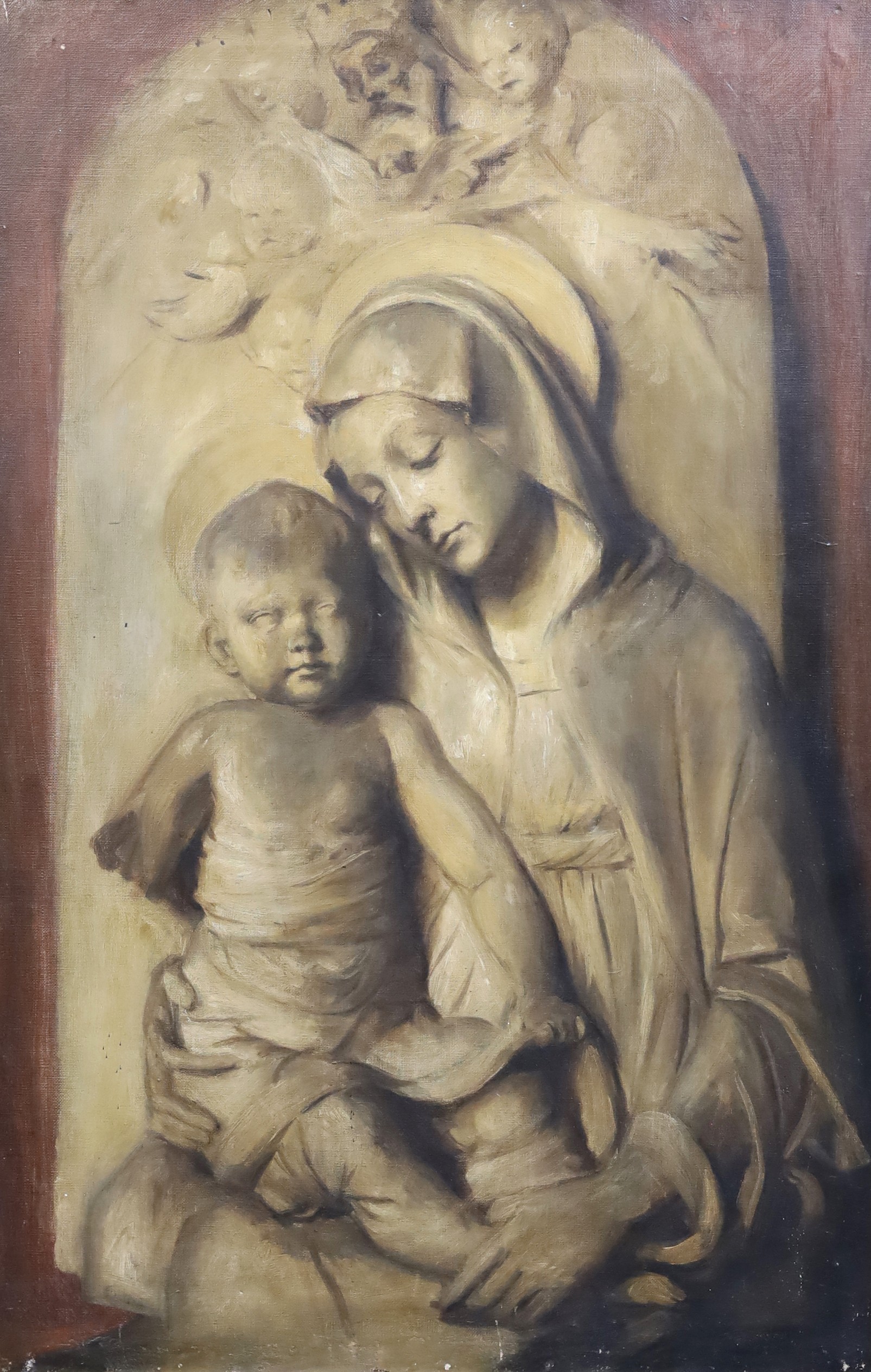 19th century Italian School Study of a relief of the Virgin and childoil on canvas91 x 60cm**