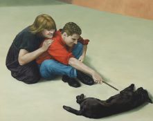 § § Christopher Stevens (1961-) 'Let Sleeping Dogs Lie'oil on canvas132 x 167cm**CONDITION REPORT**