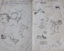 § § Sir Alfred Munnings (1878-1959) Sketches for Alderman William Henry Woods, 1907ink on letterhead