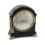 James Stewart of Glasgow. A Regency brass mounted ebonised bracket clock, the circular Roman dial