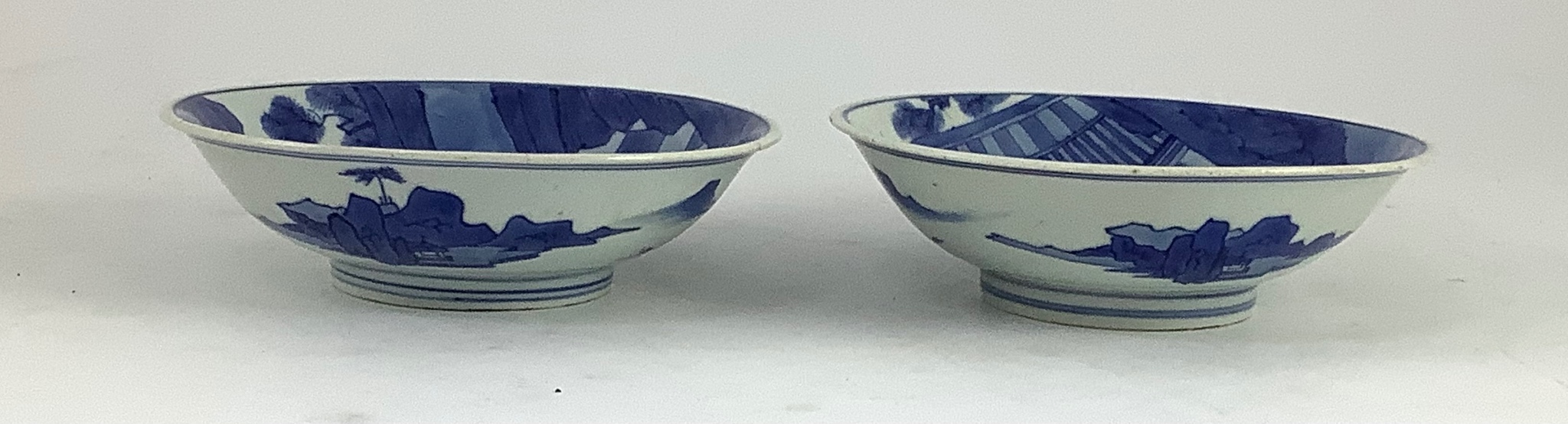A pair of Chinese blue and white small dishes, Kangxi six character marks and of the period (1662- - Image 3 of 4