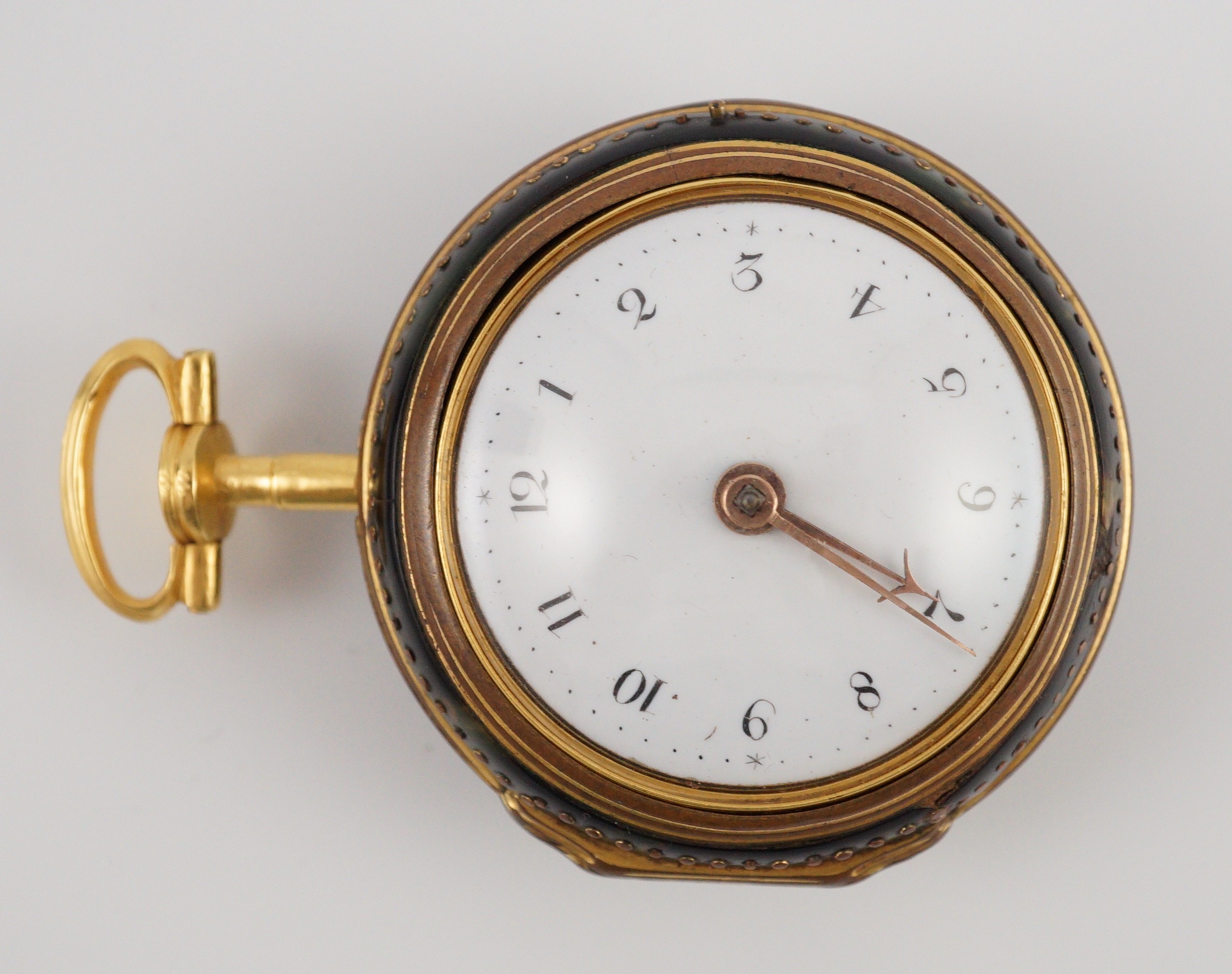 A mid 18th century gilt metal and tortoiseshell pair cased keywind verge pocket watch by Catlin, - Image 3 of 7