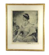 After Cecil Beaton, a signed photo-lithograph of Queen Elizabeth, the Queen Mother, printed for