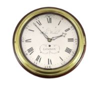 John Wickes of London. An early 19th century mahogany wall dial timepiece, the silvered Roman dial