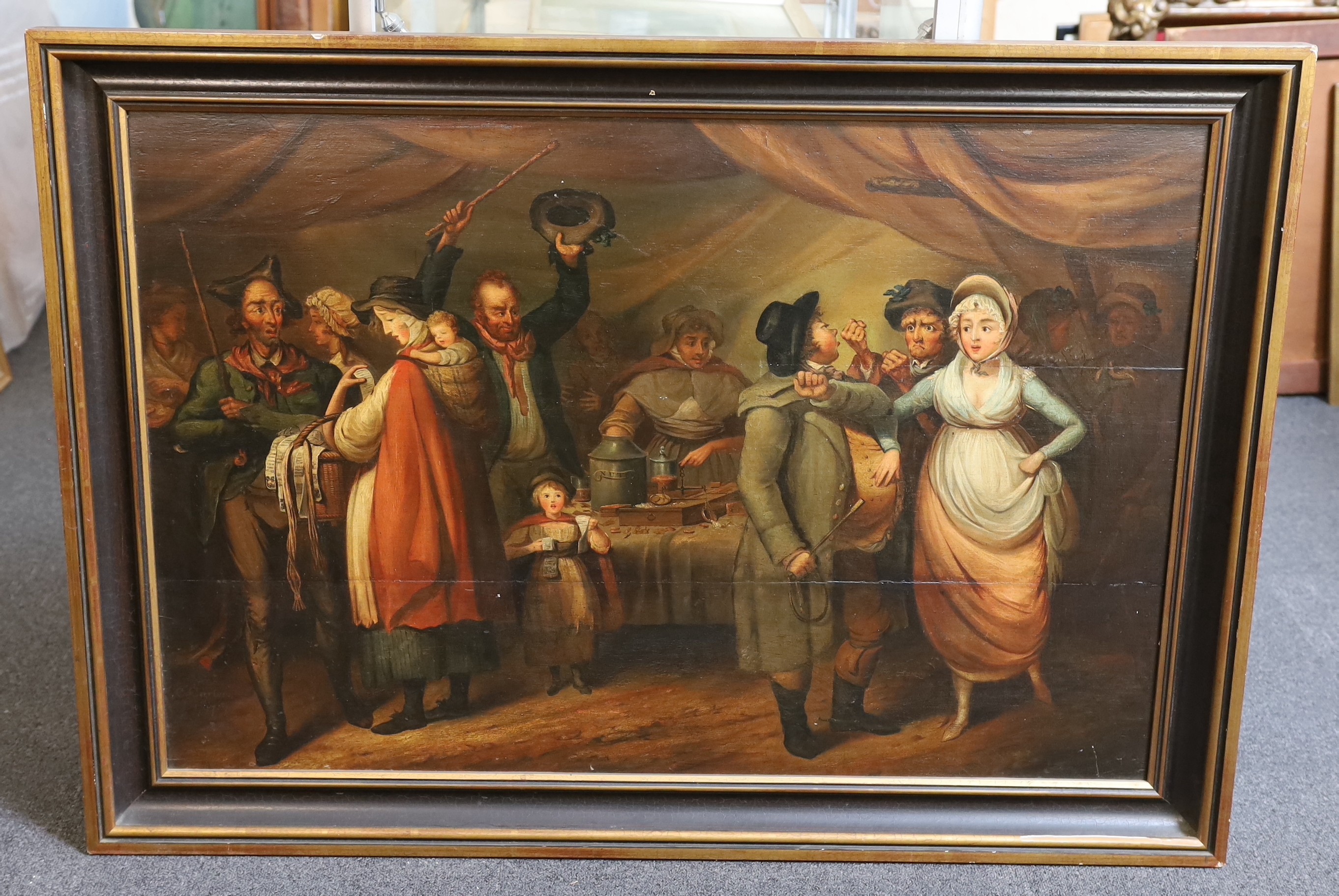 C. Carter (18th C.) Market scene with woman selling nuts and numerous other figuresoil on wooden - Image 2 of 4