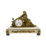 A. Brocot & Delettrez of Paris. A 19th century French white marble and ormolu mantel clock,