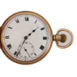 A George V 9ct gold keyless lever half hunter pocket watch, with Roman dial and subsidiary