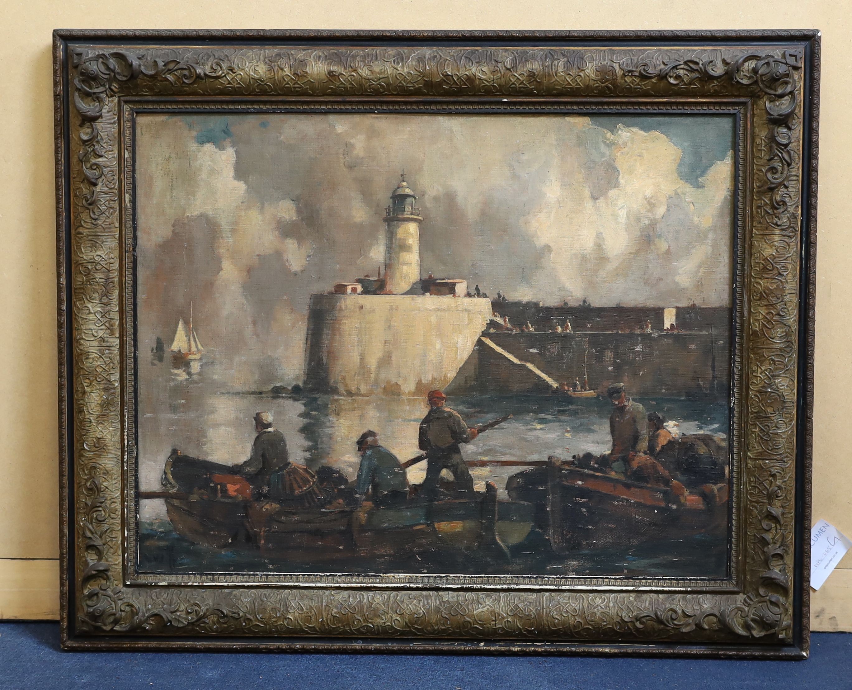 William Hyams (1878-1952) 'The Lighthouse, Newhaven'oil on canvas laid on boardinitialled, 1936 - Bild 2 aus 4