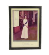 A signed colour photograph of Her Majesty Queen Elizabeth II, the Official Portrait taken by Peter