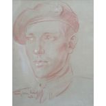 § § Stephen Ward (1912-1963) Portrait of a soldier in the Royal Armoured Corpswhite and sanguine