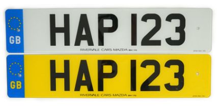 'HAP 123' UK Registration Number held on DVLA V778 Retention Document, expires 07 05 2029. Important
