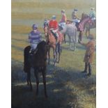 § § Peter Howell (b.1932) Racehorses before the startoil on canvassigned127 x 101cm**CONDITION