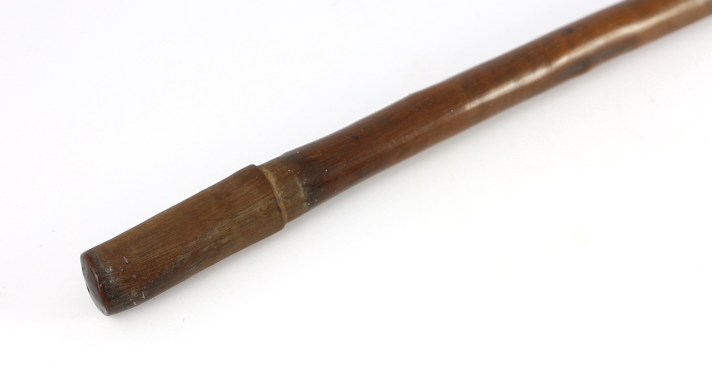 A South Sea Island hardwood war club, with chevron banded engraving beneath the head and - Image 4 of 5