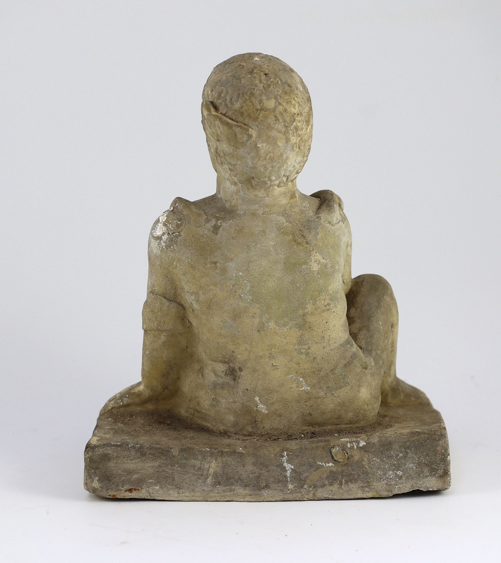 A Cypriot terracotta seated figure of a temple boy, Cypro-Classical II, c.4th century B.C., hollow - Bild 4 aus 5