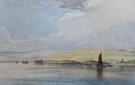 David West RSW (1868-1936) Estuary and fishing boats at low tidewatercoloursigned49 x 75cm**