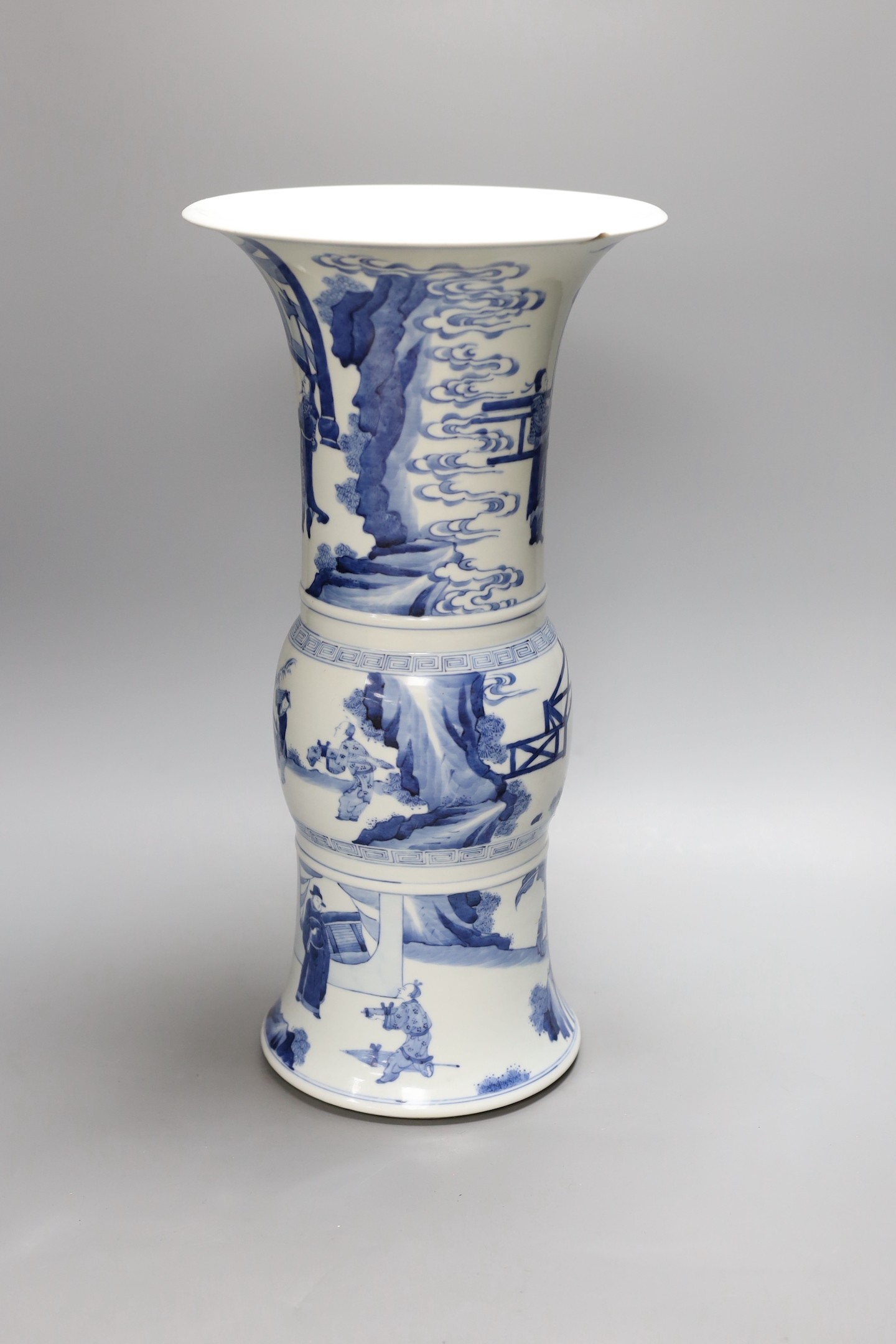 A large Chinese blue and white gu vase,46 cms high, - Image 2 of 4