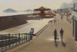 Colin Willey, oil on canvas, Brighton esplanade looking west, initialled and dated ‘98, unframed, 51