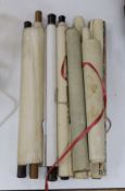 Japanese and Chinese school, 19th / 20th century, seven scrolls depicting various scenes and