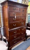 A George III mahogany chest on chest, width 107cm, depth 57cm, height 189cm