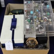 A quantity of assorted costume jewellery, etc. including a gold plated wrist watch.