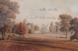 James Robert Thompson, Bainton House, Cambridgeshire, pen and watercolour, signed and inscribed on