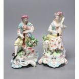 A pair of Derby figures of musicians, c.1775,Female musician 22.5 cms high,