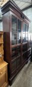 A 19th century and later glazed mahogany four door bookcase, width 161cm, depth 47cm, height 264cm