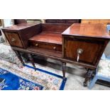 An early 19th century rosewood banded mahogany desk converted from a square piano, length 165cm,