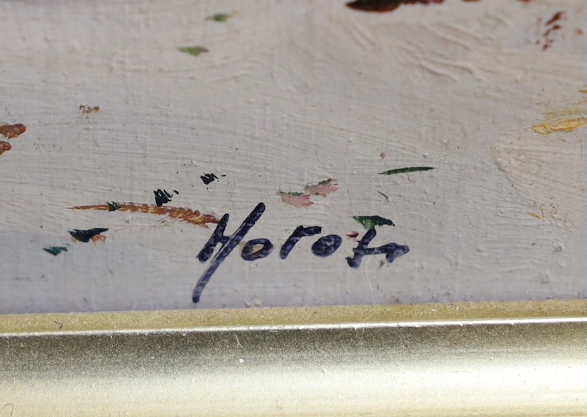 Horoso (Neapolitan School), oil on board, Street scene, signed, 17 x 12 cm - Image 3 of 3