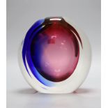 A Mandruzzato, Murano cased glass moon vase, etched mark and label,18 cms high,