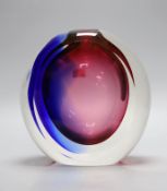 A Mandruzzato, Murano cased glass moon vase, etched mark and label,18 cms high,