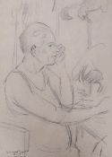 Clifford Hall, pencil drawing, 'Richmond Theatre 18.1.65, Terry Making Up', signed and dated, 37 x